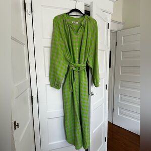 Henri Vibskov leaf dress in spring green checks